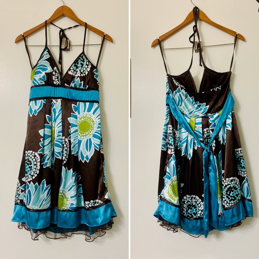 Floral Print Semi-Formal Halter Dress